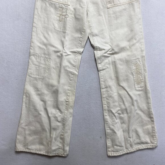 Ralph Lauren Jeans Womens 12 White Wide Leg Patches Rider Pants - Picture 2 of 8